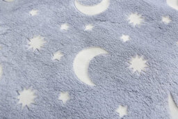 Homes & Linen Glow In The Dark Fleece Blanket Throw With Moons And Stars Pattern Super Soft Blanket For All Seasons Stars Grey, 100 X 150Cm - thumbnail 4
