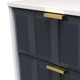 Bologna Ready Assembled Matt Indigo & White No Effect 2 Drawer Wide Bedside Chest (H)505mm (W)395mm (D)415mm - thumbnail 4