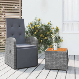 Berkfield 2 Piece Garden Lounge Set Grey Poly Rattan&solid Wood Acacia - thumbnail 1