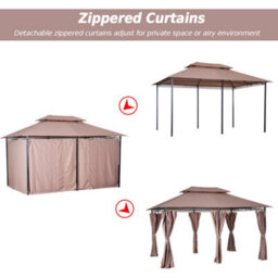 Outsunny 4M X 3(M) Outdoor 2-Tier Steel Frame Gazebo W/ Curtains Outdoor Garden - thumbnail 5