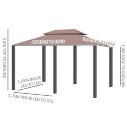 Outsunny 4M X 3(M) Outdoor 2-Tier Steel Frame Gazebo W/ Curtains Outdoor Garden - thumbnail 3