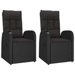 Berkfield 3 Piece Garden Dining Set Black Poly Rattan&solid Wood Acacia - thumbnail 4