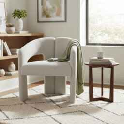Stratus Interiors Oslo Modern Bouclé Accent Chair - Silver Sculptural Contemporary Armchair