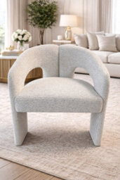 Stratus Interiors Oslo Modern Bouclé Accent Chair - Silver Sculptural Contemporary Armchair - thumbnail 5