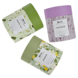 Beliani Set Of 3 Scented Candles Colorful Barrel Soy Wax Fresh Notes Floral Notes - thumbnail 4