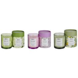 Beliani Set Of 3 Scented Candles Colorful Barrel Soy Wax Fresh Notes Floral Notes - thumbnail 1