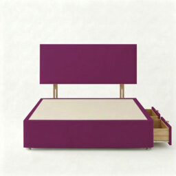 Adore Designs Victoria Plush Velvet Divan Bed, Headboard - 3Ft Single - Burgundy - 0 Drawers - thumbnail 2