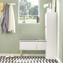 Sobuy Fsr134-W, Shoe Cabinet Shoe Rack Cupboard Organizer With Storage Bench,white,w124Xd24Xh114.5 - thumbnail 2
