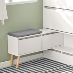 Sobuy Fsr134-W, Shoe Cabinet Shoe Rack Cupboard Organizer With Storage Bench,white,w124Xd24Xh114.5 - thumbnail 6