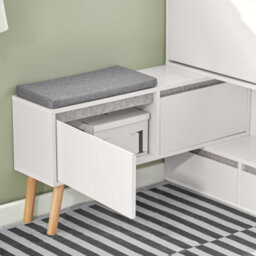 Sobuy Fsr134-W, Shoe Cabinet Shoe Rack Cupboard Organizer With Storage Bench,white,w124Xd24Xh114.5 - thumbnail 5