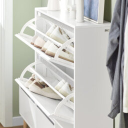 Sobuy Fsr134-W, Shoe Cabinet Shoe Rack Cupboard Organizer With Storage Bench,white,w124Xd24Xh114.5 - thumbnail 9
