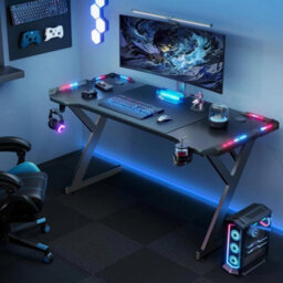 140X60Cm Gaming Desk Witn Led Rgb, Computer Table With Cup Holder - thumbnail 5