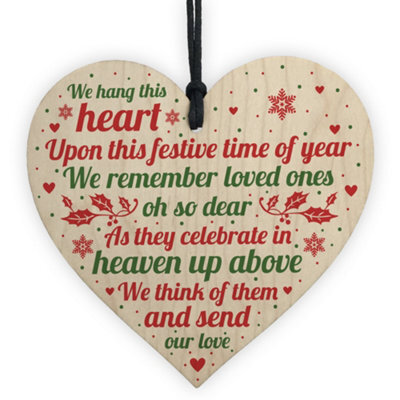 Red Ocean Memorial Heart Plaque For Mum Nan Dad Grandad Christmas Tree Ornament Decoration - image 1