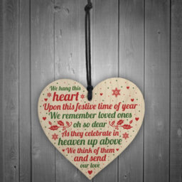 Red Ocean Memorial Heart Plaque For Mum Nan Dad Grandad Christmas Tree Ornament Decoration - thumbnail 2