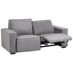 Beliani Electric Recliner Sofa 2 Seater Nukari Fabric Grey - thumbnail 1