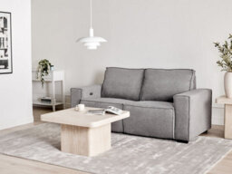 Beliani Electric Recliner Sofa 2 Seater Nukari Fabric Grey - thumbnail 2