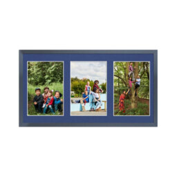 AK Frames 40X20Cm Dark Grey Sleek Multi Photo Frame With Blue Mount - Holds 3 Apertures (3X) 6X4 Photos - thumbnail 1