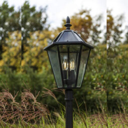 CGC Lighting Cgc Black Victorian Style Led Solar Lantern Large Lampost Light - thumbnail 3
