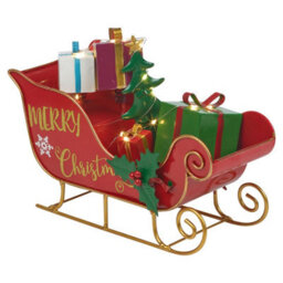 Urbn-Living Urbnliving 27Cm Width Merry Christmas Metal Santa Sleigh Ornament Presents Gift Led Decoration Display - thumbnail 4