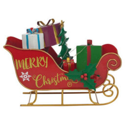 Urbn-Living Urbnliving 27Cm Width Merry Christmas Metal Santa Sleigh Ornament Presents Gift Led Decoration Display - thumbnail 5