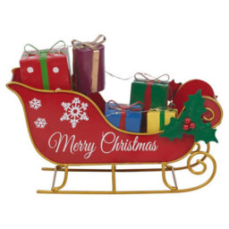 Urbn-Living Urbnliving 27Cm Width Merry Christmas Metal Santa Sleigh Ornament Presents Gift Led Decoration Display - thumbnail 6