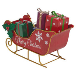 Urbn-Living Urbnliving 27Cm Width Merry Christmas Metal Santa Sleigh Ornament Presents Gift Led Decoration Display - thumbnail 3