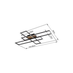 Luminosa Lighting Luminosa Dakari 80X60Cm Integrated Led Semi Flush Ceiling Light Matt Black 3X Led 3000K - thumbnail 9