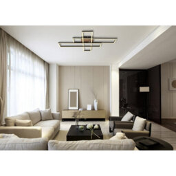Luminosa Lighting Luminosa Dakari 80X60Cm Integrated Led Semi Flush Ceiling Light Matt Black 3X Led 3000K - thumbnail 7
