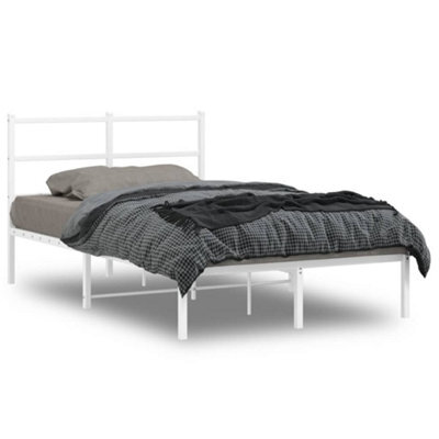 Berkfield Metal Bed Frame Without Mattress With Headboard White 120X190Cm - image 1
