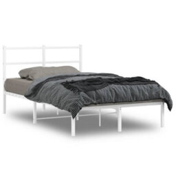 Berkfield Metal Bed Frame Without Mattress With Headboard White 120X190Cm - thumbnail 1