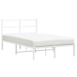 Berkfield Metal Bed Frame Without Mattress With Headboard White 120X190Cm - thumbnail 2