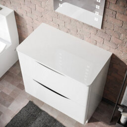 Nes Home Merton 800 mm Gloss White 2 Drawer Work Top Freestanding Vanity Unit Bathroom - thumbnail 2