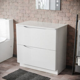 Nes Home Merton 800 mm Gloss White 2 Drawer Work Top Freestanding Vanity Unit Bathroom - thumbnail 1