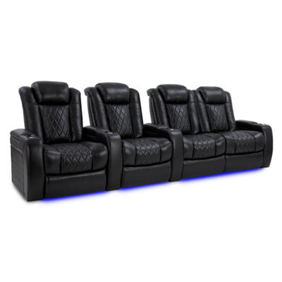 Valencia Tuscany Xl Home Theater Seating Row Of 4 Loveseat Right Midnight Black Nappa Leather Power Headrest - image 1