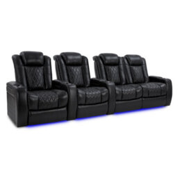 Valencia Tuscany Xl Home Theater Seating Row Of 4 Loveseat Right Midnight Black Nappa Leather Power Headrest - thumbnail 1