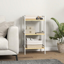 Homcom 3-Tier Bamboo Bathroom Storage Shelf With Adjustable Rack, White - thumbnail 8