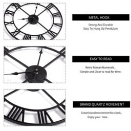 Crystals 60Cm Garden Wall Clock Roman Large Indoor Outdoor Numerals Giant Open Face Metal - thumbnail 4