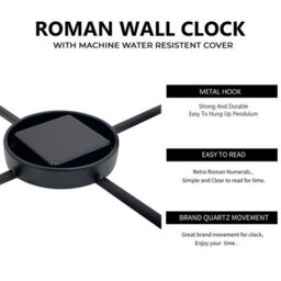 Crystals 60Cm Garden Wall Clock Roman Large Indoor Outdoor Numerals Giant Open Face Metal - thumbnail 3
