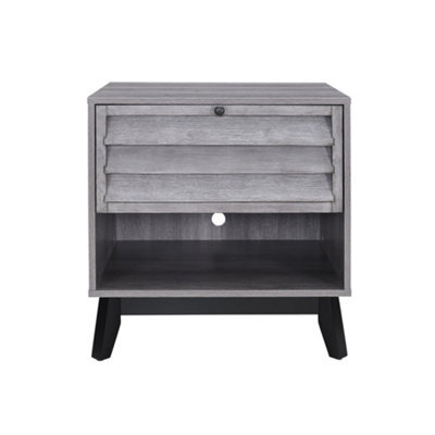 Dorel Home Vaughn Accent Side Table With Flip Down Door In Grey Oak - image 1