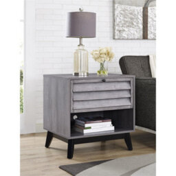 Dorel Home Vaughn Accent Side Table With Flip Down Door In Grey Oak - thumbnail 5