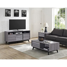 Dorel Home Vaughn Accent Side Table With Flip Down Door In Grey Oak - thumbnail 6