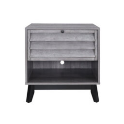 Dorel Home Vaughn Accent Side Table With Flip Down Door In Grey Oak