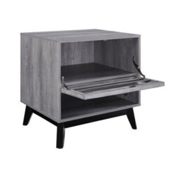 Dorel Home Vaughn Accent Side Table With Flip Down Door In Grey Oak - thumbnail 2
