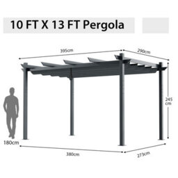 Costway 4 X 2.9M Outdoor Aluminum Retractable Pergola Canopy Shelter Grape Trellis Grey - thumbnail 2