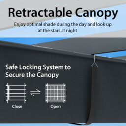 Costway 4 X 2.9M Outdoor Aluminum Retractable Pergola Canopy Shelter Grape Trellis Grey - thumbnail 4