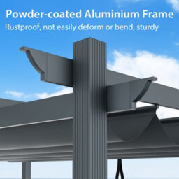 Costway 4 X 2.9M Outdoor Aluminum Retractable Pergola Canopy Shelter Grape Trellis Grey - thumbnail 8