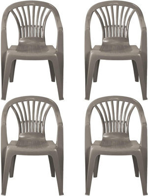 Simpa Solana Taupe Plastic Garden Chairs - Set Of 4 - image 1