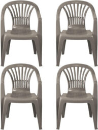 Simpa Solana Taupe Plastic Garden Chairs - Set Of 4