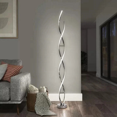 Artika Chrome Swirl Led Floor Lamp 1750 Lumens Modern Dimmable Standing Light - image 1