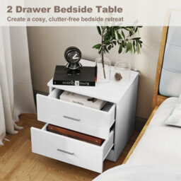 Wyld Haus Belatera High Gloss White 3-Piece Bedroom Furniture Set - Wardrobe, 5-Drawer Chest, 2-Drawer Bedside - thumbnail 8